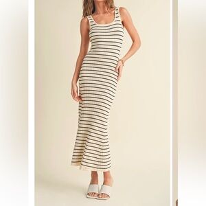 Miou Muse Cream Ribbed Maxi dress - Women size small - very stretchy